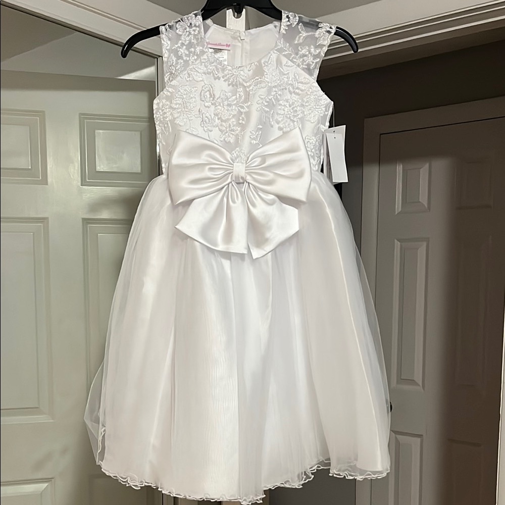 NWT Girls White Sleeveless Halter A-Line Dress